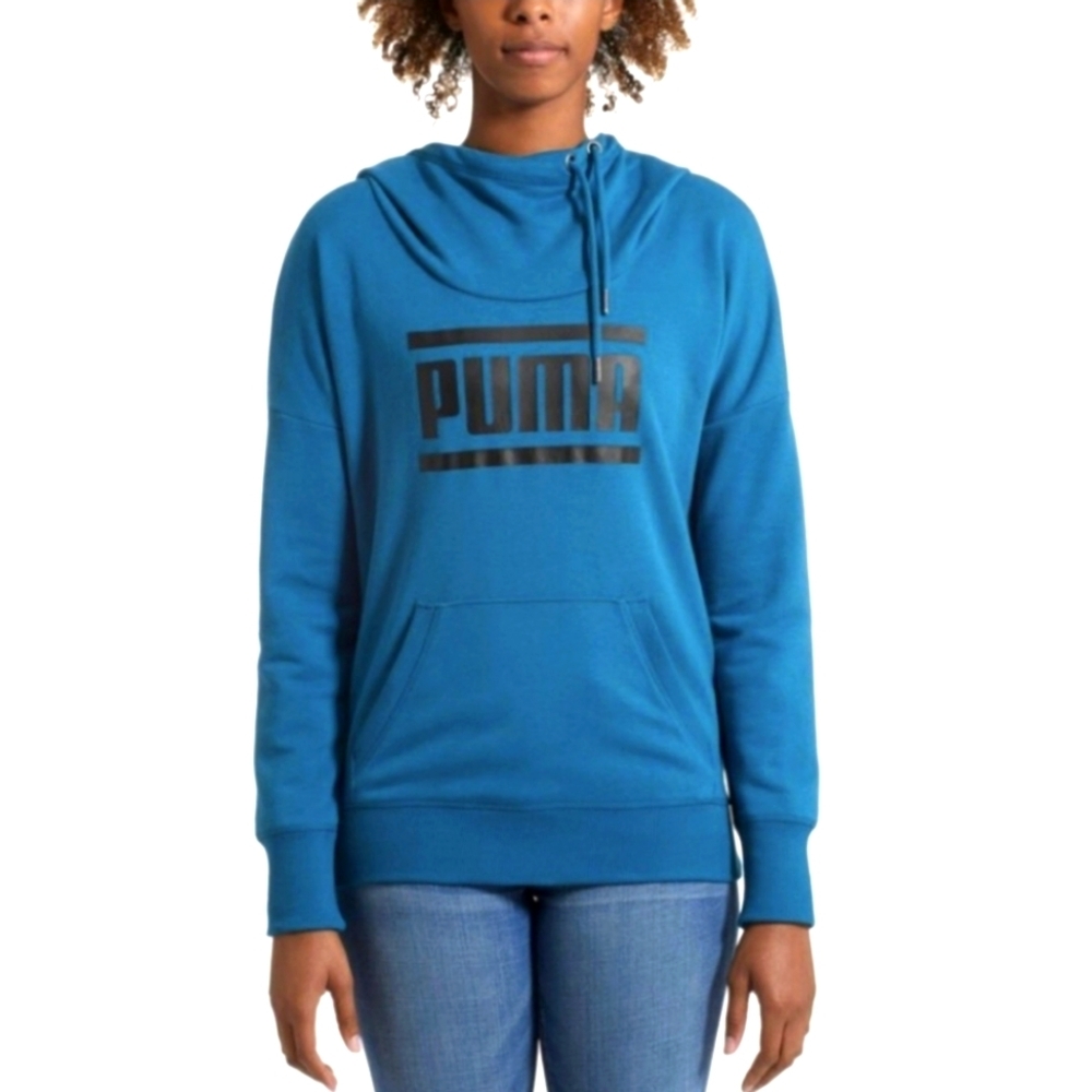 Puma Refresh Hoodie Cowl Neck Corsair Teal Turquoise Black Medium